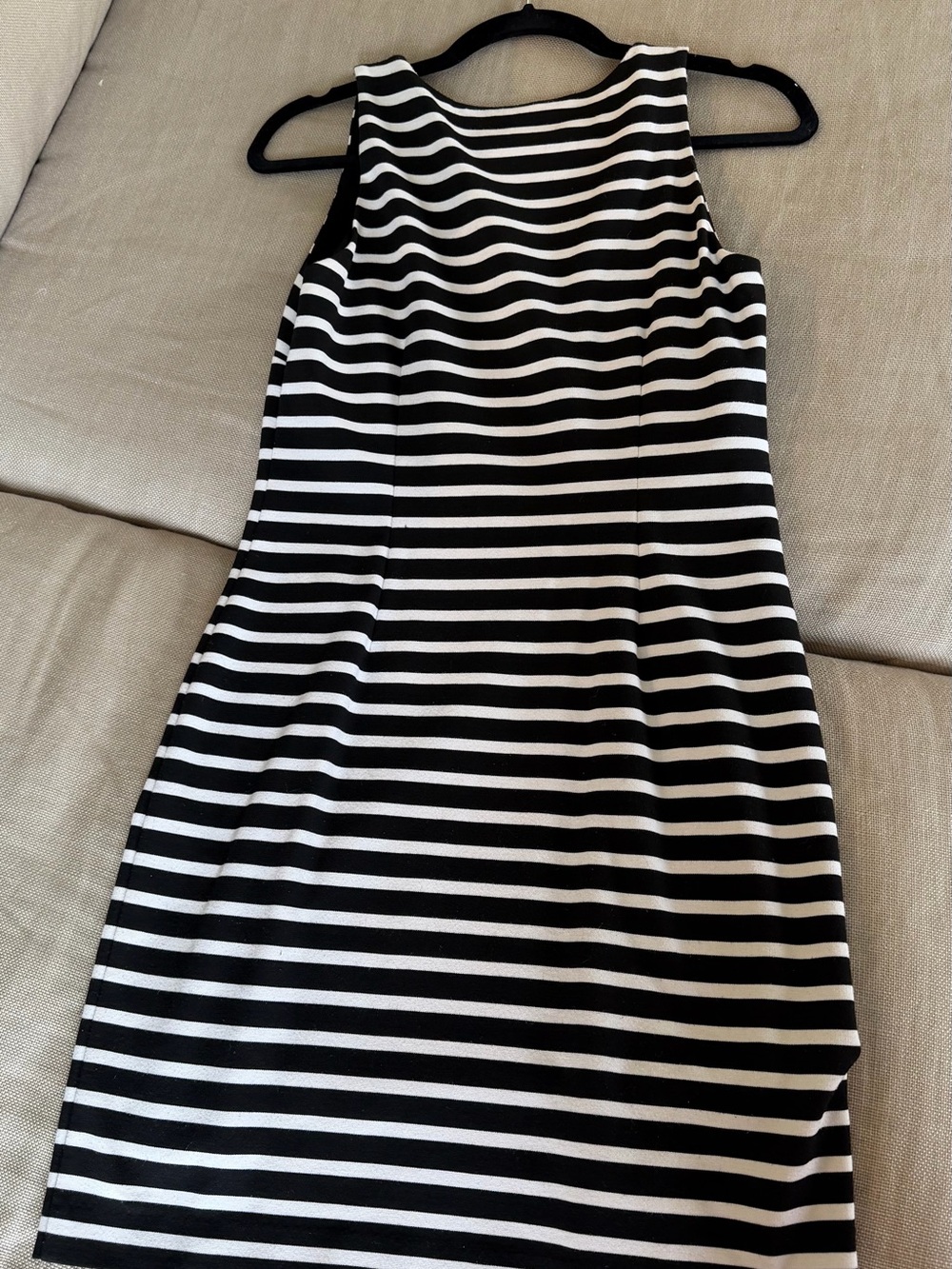MICHAEL Michael Kors Black & White Striped Sleeveless Sheath Dress